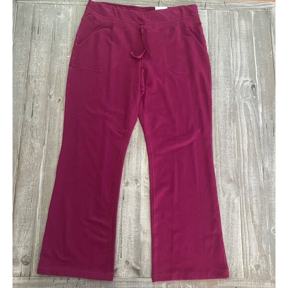 St. John's Bay Active Pants Women's Large Rose Wine French Terry Straight Leg - Picture 3 of 7